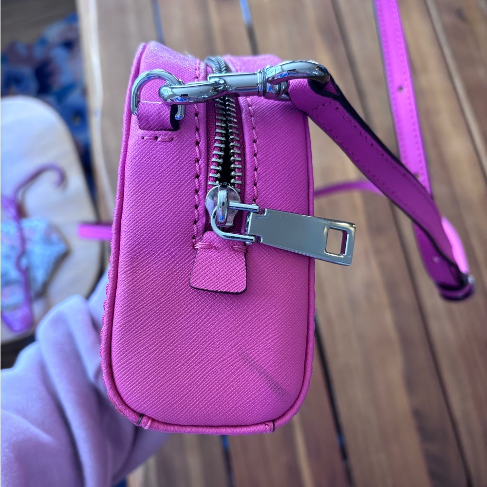 Marc Jacobs Bright Pink Playback Half Moon Saffiano Leather Small Crossbody Bag - Picture 6 of 12